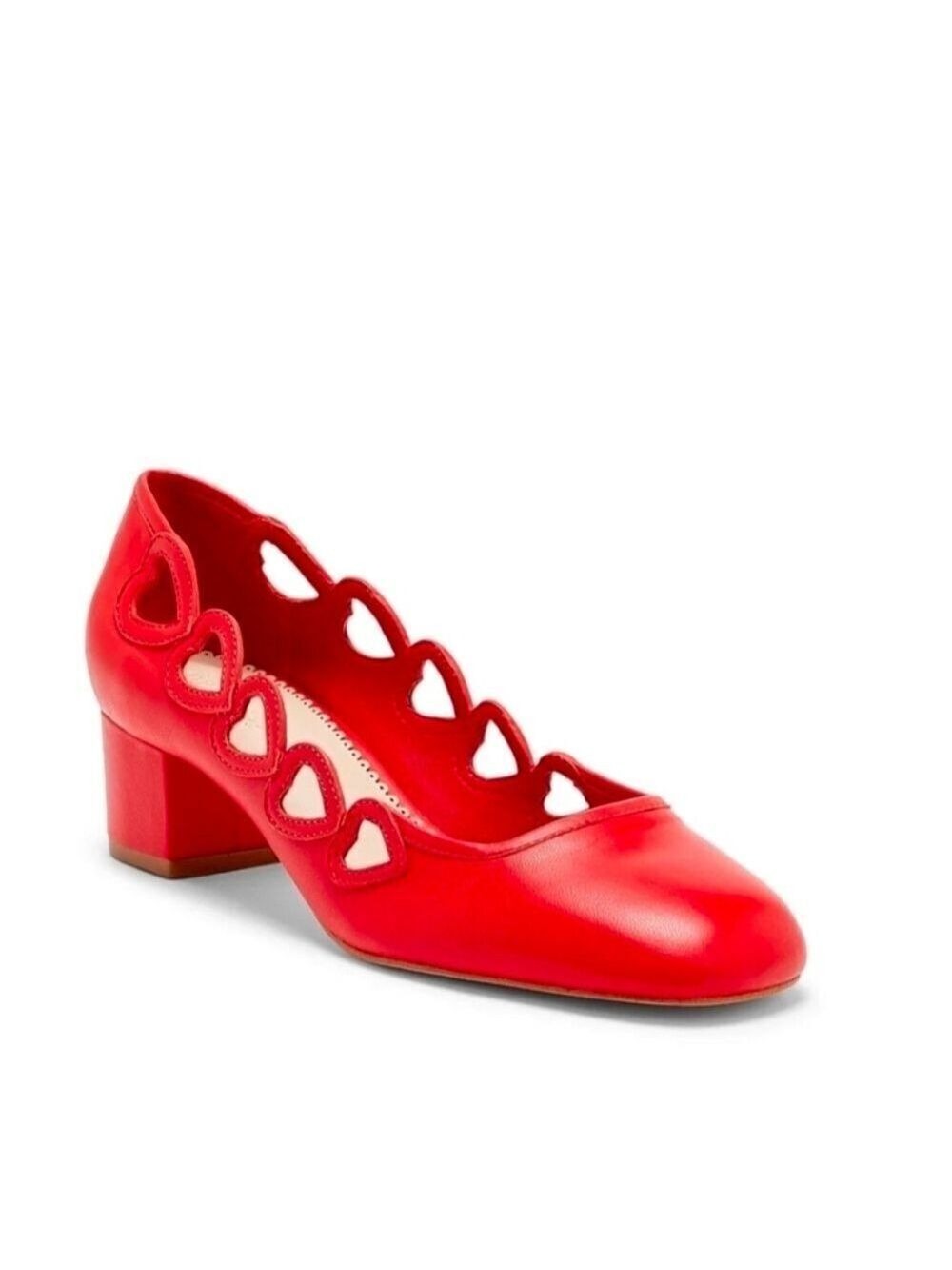 Cinq à Sept Red Heart Martine Block Heel Pump Size 10.5